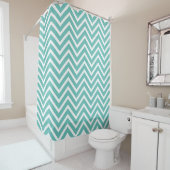Decoratief Chevron Pattern Licht Blauwgroen en wit Douchegordijn (In situ)
