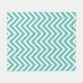 Decoratief Chevron Pattern Licht Blauwgroen en wit Fleece Deken (Voorkant (Horizontaal))