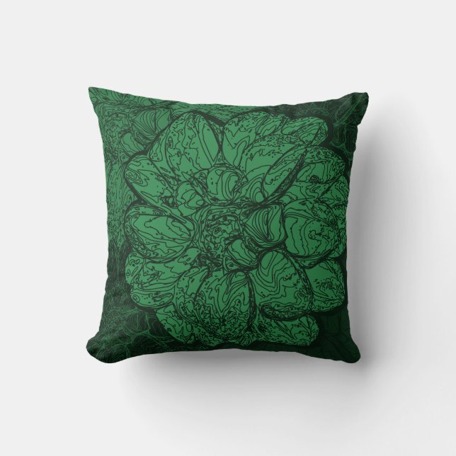 Decoratief Dahlia Flowers | Emerald Green Kussen (Voorkant)