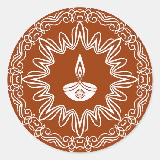 Decoratief diwali-lampontwerp ronde sticker (Voorkant)