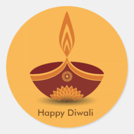 Decoratief diwali-lampontwerp ronde sticker