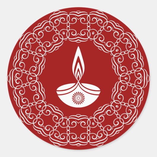 Decoratief Diwali-ontwerp Ronde Sticker (Voorkant)