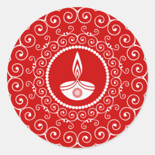 Decoratief Diwali-ontwerp Ronde Sticker
