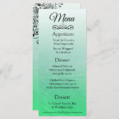 Decoratief Elegant Black Green Wedding Menu Kaart (Voorkant / Achterkant)