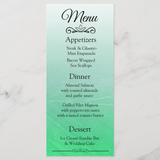 Decoratief Elegant Black Green Wedding Menu Kaart (Voorkant)