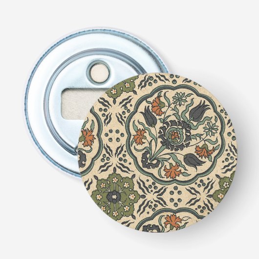 Decoratief Floral Persiaans teile design Button Flesopener (Voorkant)