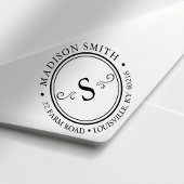 Decoratief Flourish Chic Circle Monogram Adres Zelfinktende Stempel