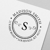 Decoratief Flourish Chic Circle Monogram Adres Zelfinktende Stempel