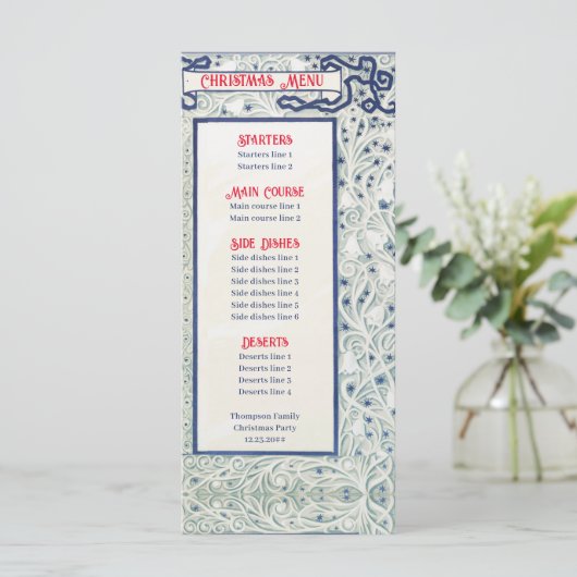 Decoratief Foliage Feestelijk Kerstdiner Menu (Staand voorkant)