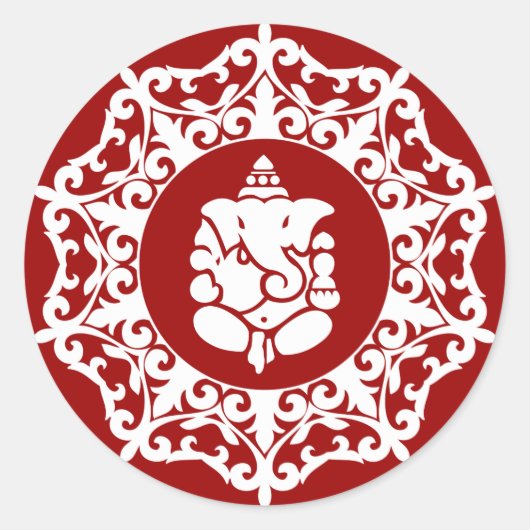Decoratief Ganesha-ontwerp Ronde Sticker (Voorkant)