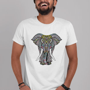 Decoratief gekleurd Indiaas olifant T-shirt