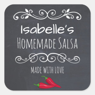 Decoratief gemaakt met Love Hot Pepper Salsa Vierkante Sticker