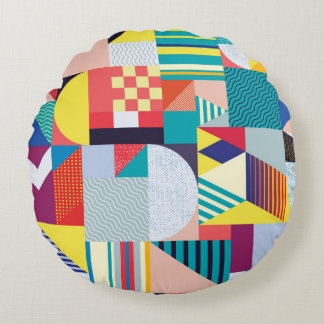 Decoratief geometrisch:  Abstract patroon. Rond Kussen