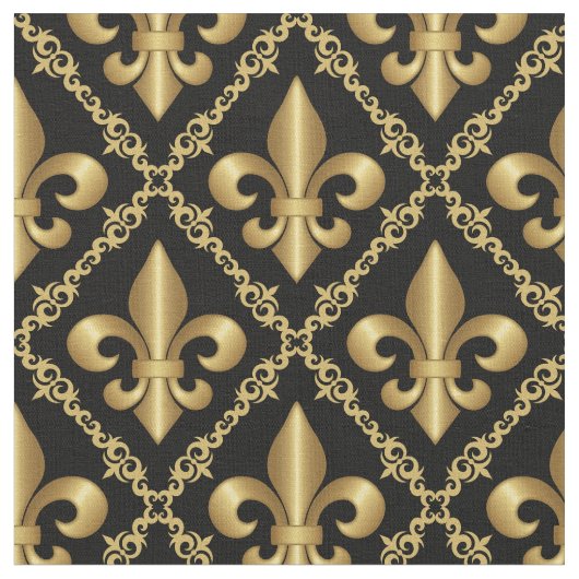 Decoratief Golden Fleur-de-Lis Pattern Stof (Close Up)