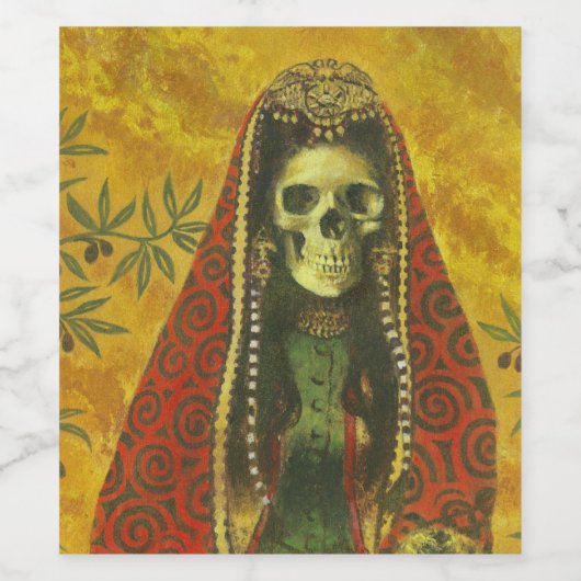 Decoratief gotisch skeletetiket wijn etiket (Enkel label)