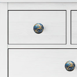 Decoratief Goud Koninklijk Blauw Emaille Keramische Knop