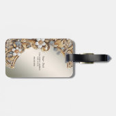 Decoratief Goud Wit Bloemen Bagagelabel (Achterkant horizontaal)