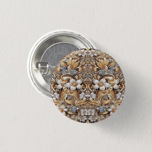 Decoratief Goud Wit Bloemen Button (Voorkant /achterkant)