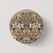 Decoratief Goud Wit Bloemen Button (Voorkant)