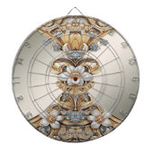 Decoratief Goud Wit Bloemen Dartboard Dartbord (Voorkant)