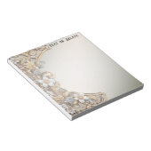 Decoratief Goud Wit Bloemen Notitieblok (Schuin)