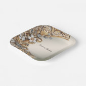 Decoratief Goud Wit Bloemen Papier Bord (Gebogen)