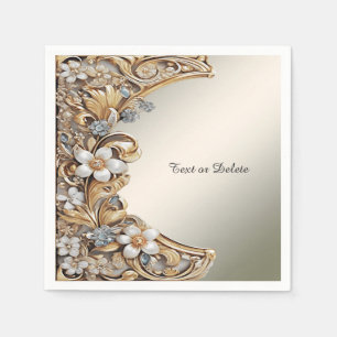 Decoratief Goud Wit Bloemen Servetten