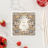 Decoratief Goud Wit Bloemen Servetten (Insitu)