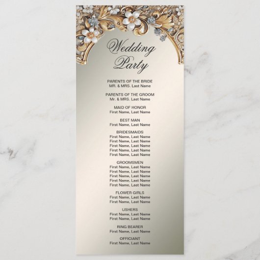 Decoratief Goud Wit Bloemen Trouwprogramma Programma (Achterkant)