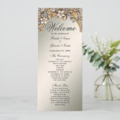 Decoratief Goud Wit Bloemen Trouwprogramma Programma (Staand voorkant)