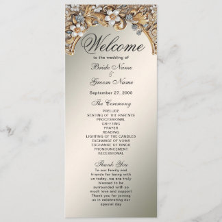 Decoratief Goud Wit Bloemen Trouwprogramma Programma