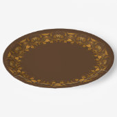 Decoratief gouden-bloemenpatroon papieren bordje (Gekanteld)