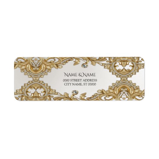 Decoratief gouden retouradresslabel etiket (Voorkant)