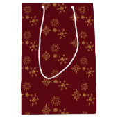 Decoratief Gouden Snowflakes kerstpatroon Medium Cadeauzakje (Voorkant)