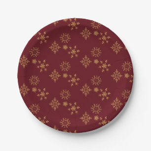 Decoratief Gouden Snowflakes kerstpatroon Papieren Bordje