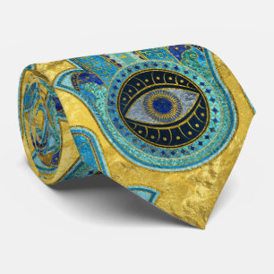 Decoratief Hamsa Handpatroon op goud Stropdas