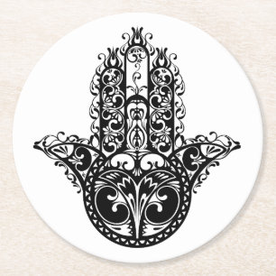 Decoratief Hamsa-ontwerp Ronde Kartonnen Onderzetter