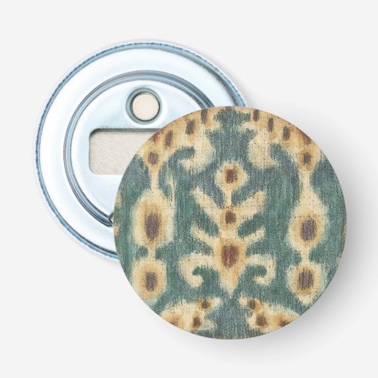Decoratief Ikat Fabric-ontwerp van Chariklia Zarri Button Flesopener (Voorkant)