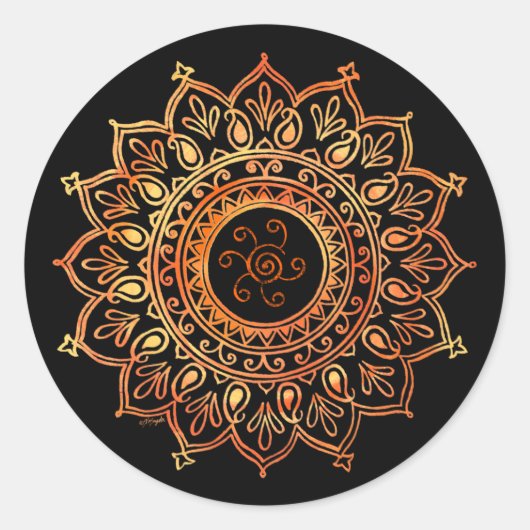 Decoratief Indische zon Ronde Sticker (Voorkant)