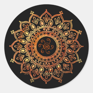 Decoratief Indische zon Ronde Sticker