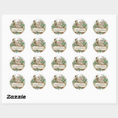 Decoratief kersthuis ronde sticker (Vel)