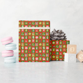 Decoratief kerstnaadloos patroon cadeaupapier