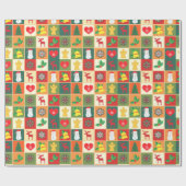 Decoratief kerstpatroon cadeaupapier (Vlak)