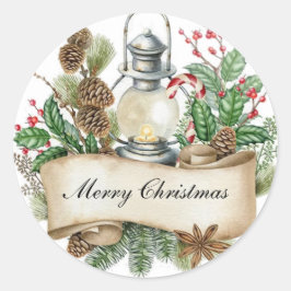 Decoratief kerstworstel ronde sticker