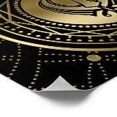 Decoratief Khanda symbool goud op zwart Poster (Hoek)