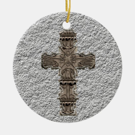 Decoratief kruisbeeld keramisch ornament (Voorkant)