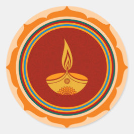 Decoratief Lotus Diwali-ontwerp Ronde Sticker