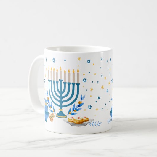 Decoratief Menorah Hanukkah Holiday Koffiemok (Voorkant links)