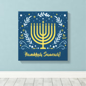 Decoratief Menorah Hanukkah Wood Wall Art Canvas Afdruk (Insitu (Houten vloer))