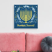 Decoratief Menorah Hanukkah Wood Wall Art Canvas Afdruk (Insitu (Woonkamer))